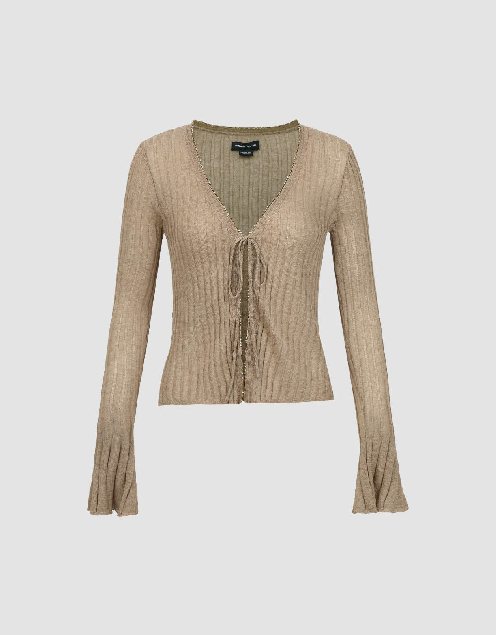 Tie Front V-Neck Skinny Knitted Cardigan