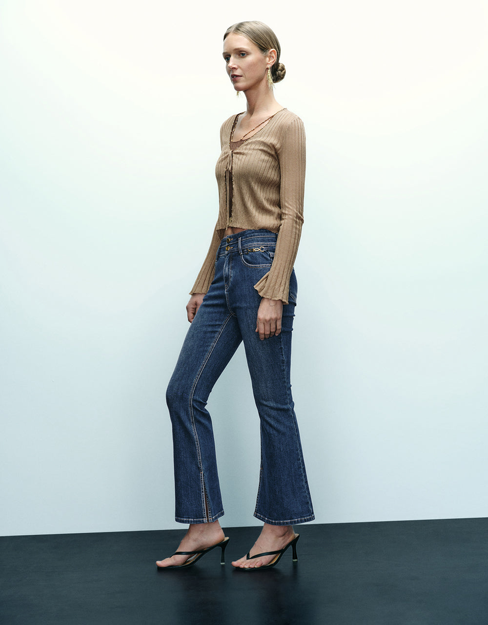 Tie Front V-Neck Skinny Knitted Cardigan