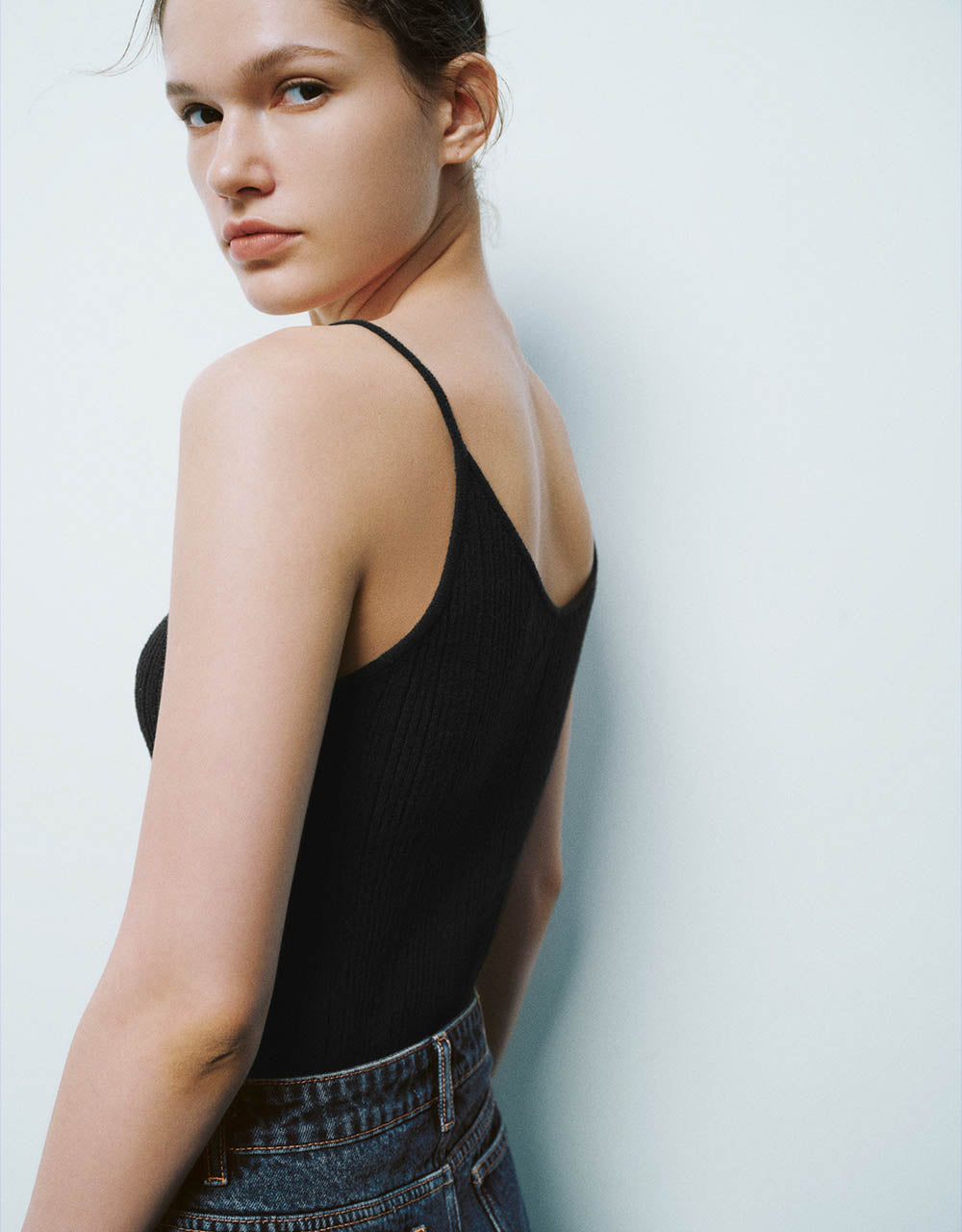 V-Neck Knitted Skinny Cami Top