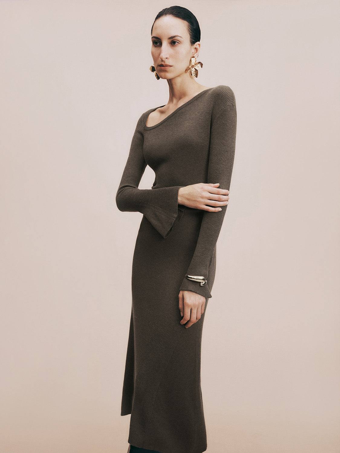 One Shoulder Skinny Knitted Dress