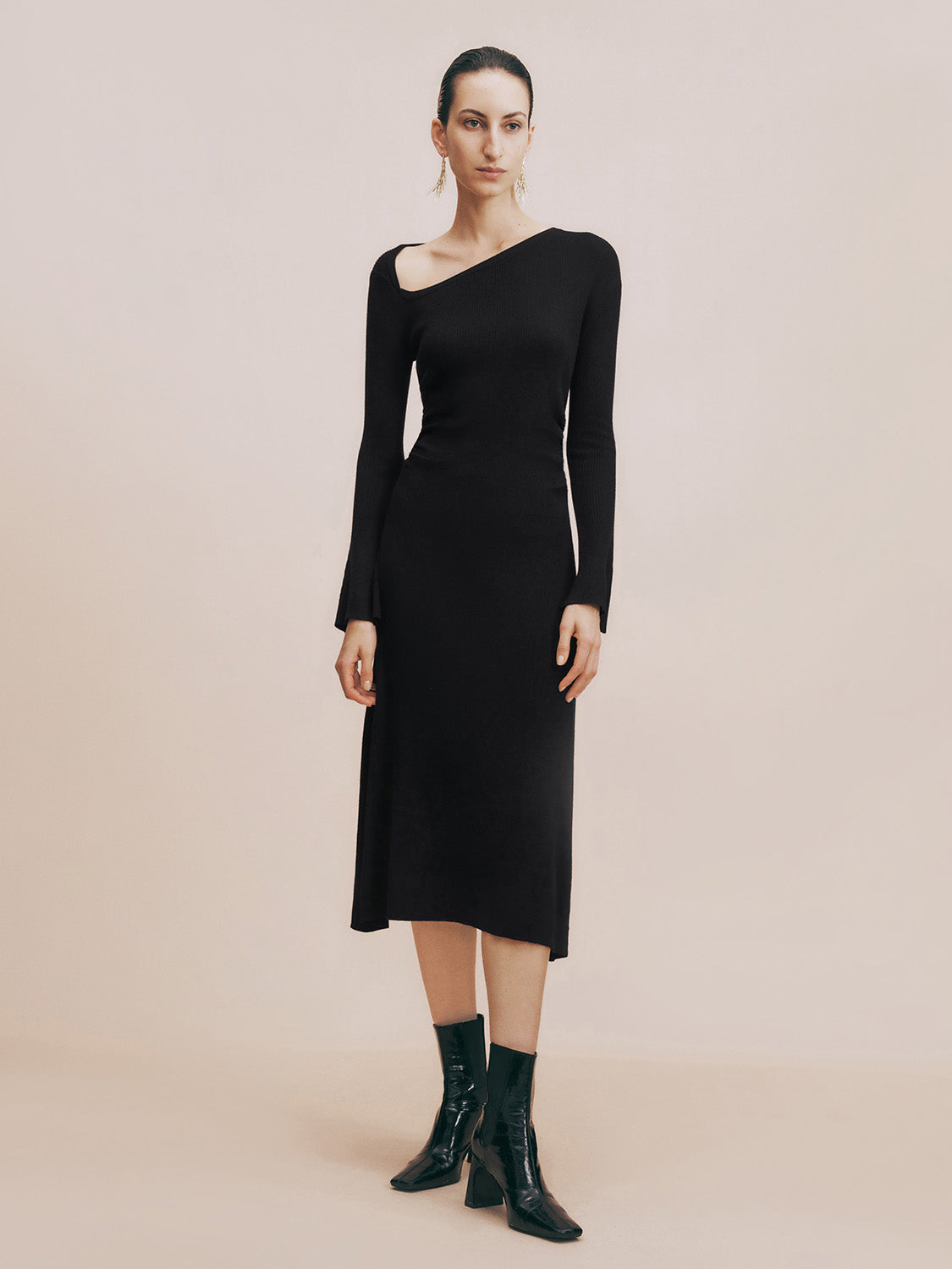 One Shoulder Skinny Knitted Dress