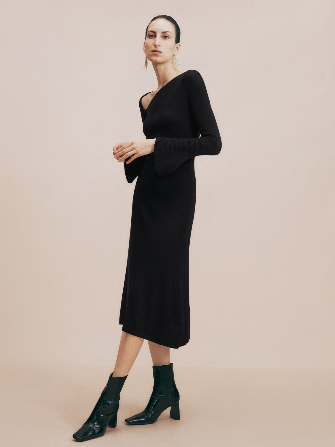 One Shoulder Skinny Knitted Dress