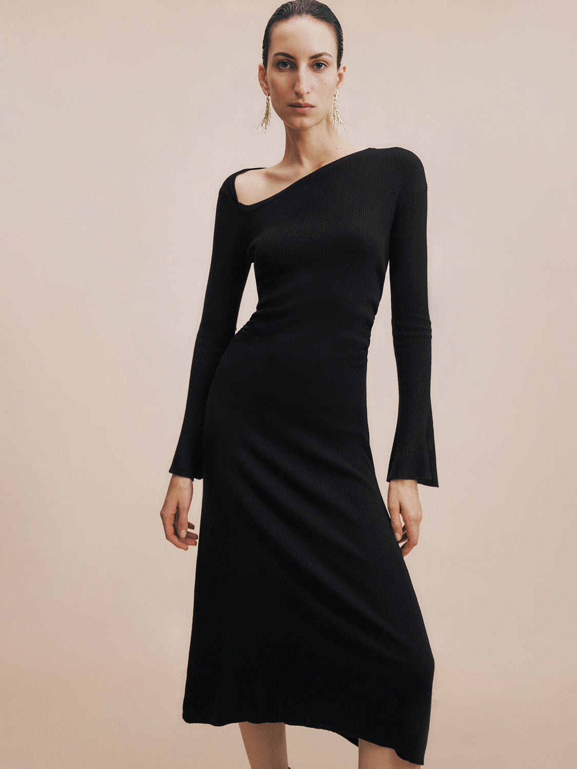 One Shoulder Skinny Knitted Dress