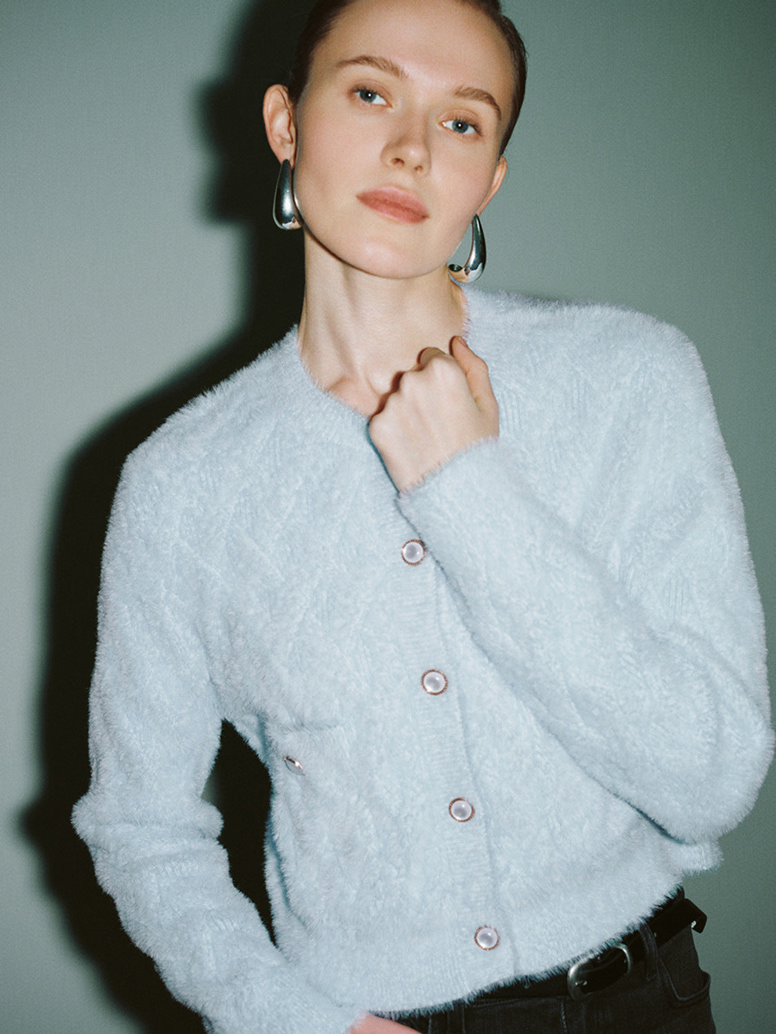 Crew Neck Knitted Cardigan