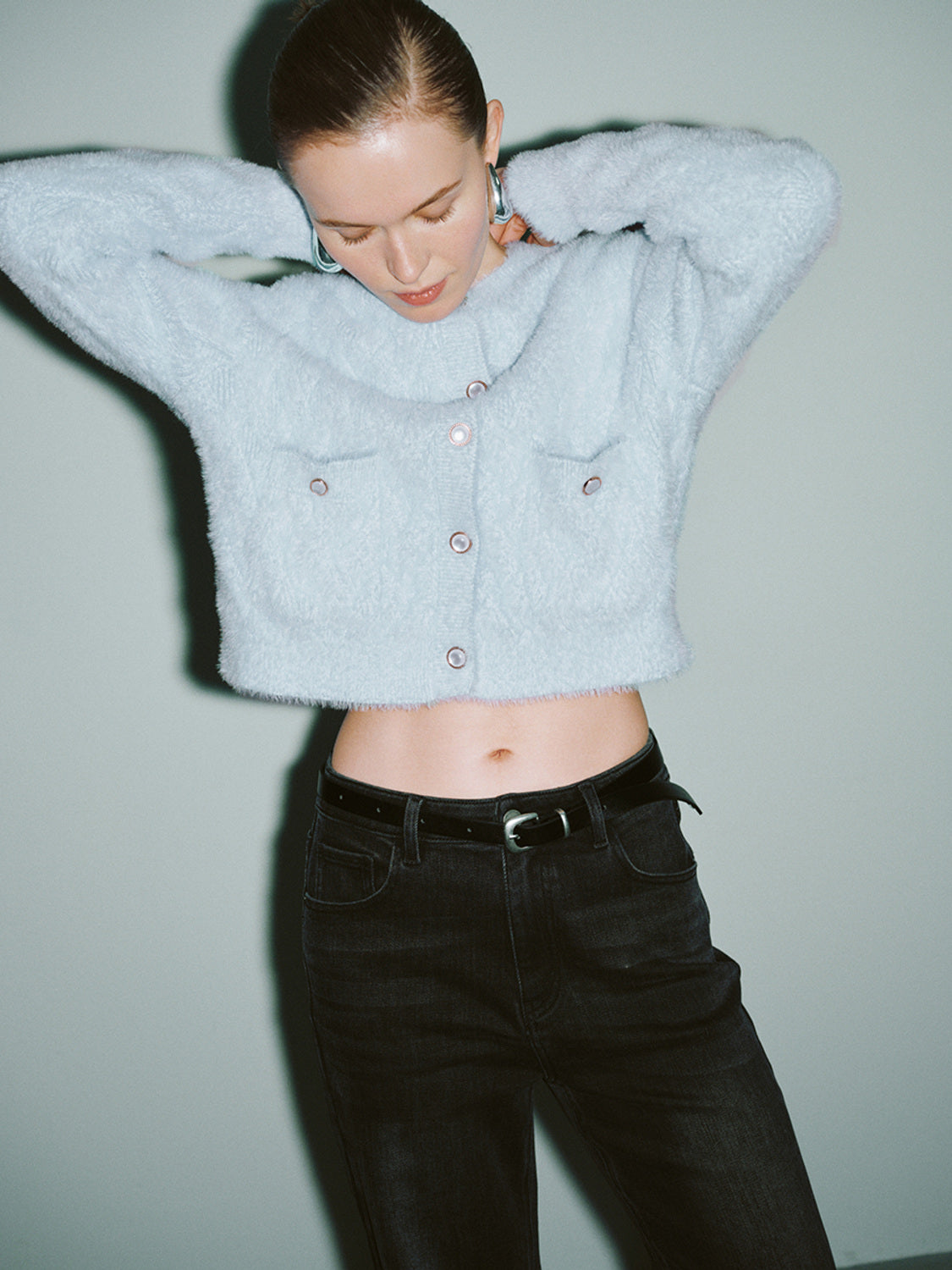Crew Neck Knitted Cardigan