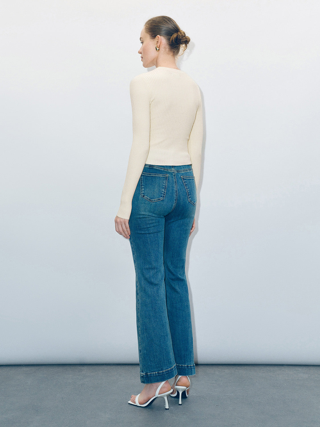 Keyhole Neck Skinny Knitted T-Shirt