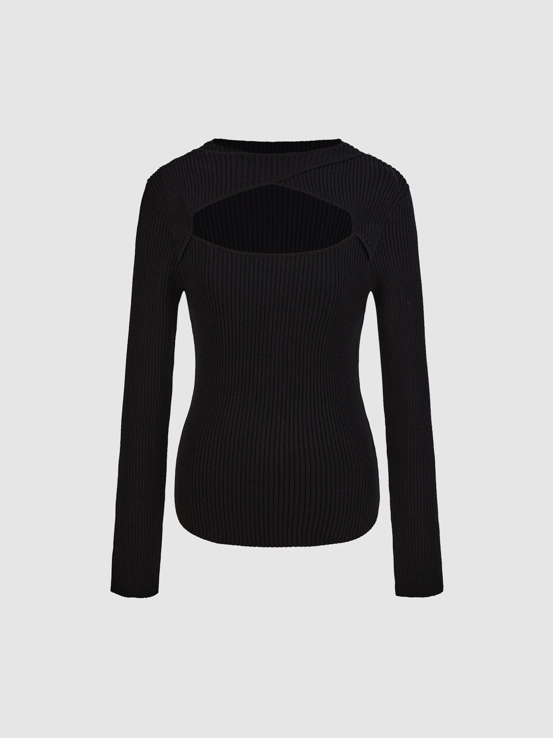 Cut Out Front Knitted T-Shirts
