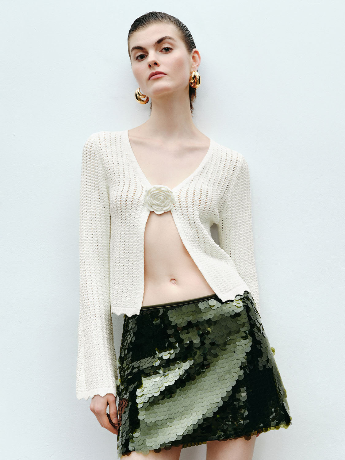 Flower Decor Knitted Cardigans
