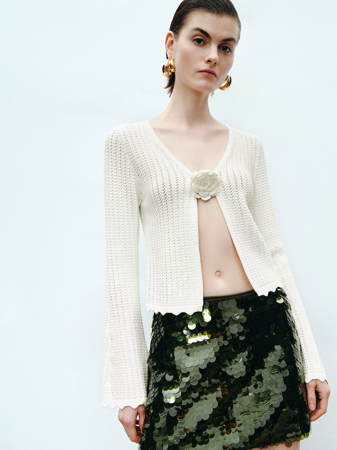 Flower Decor Knitted Cardigans