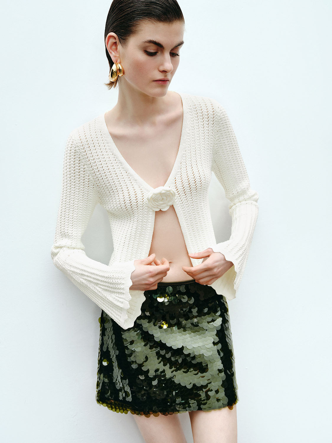 Flower Decor Knitted Cardigans