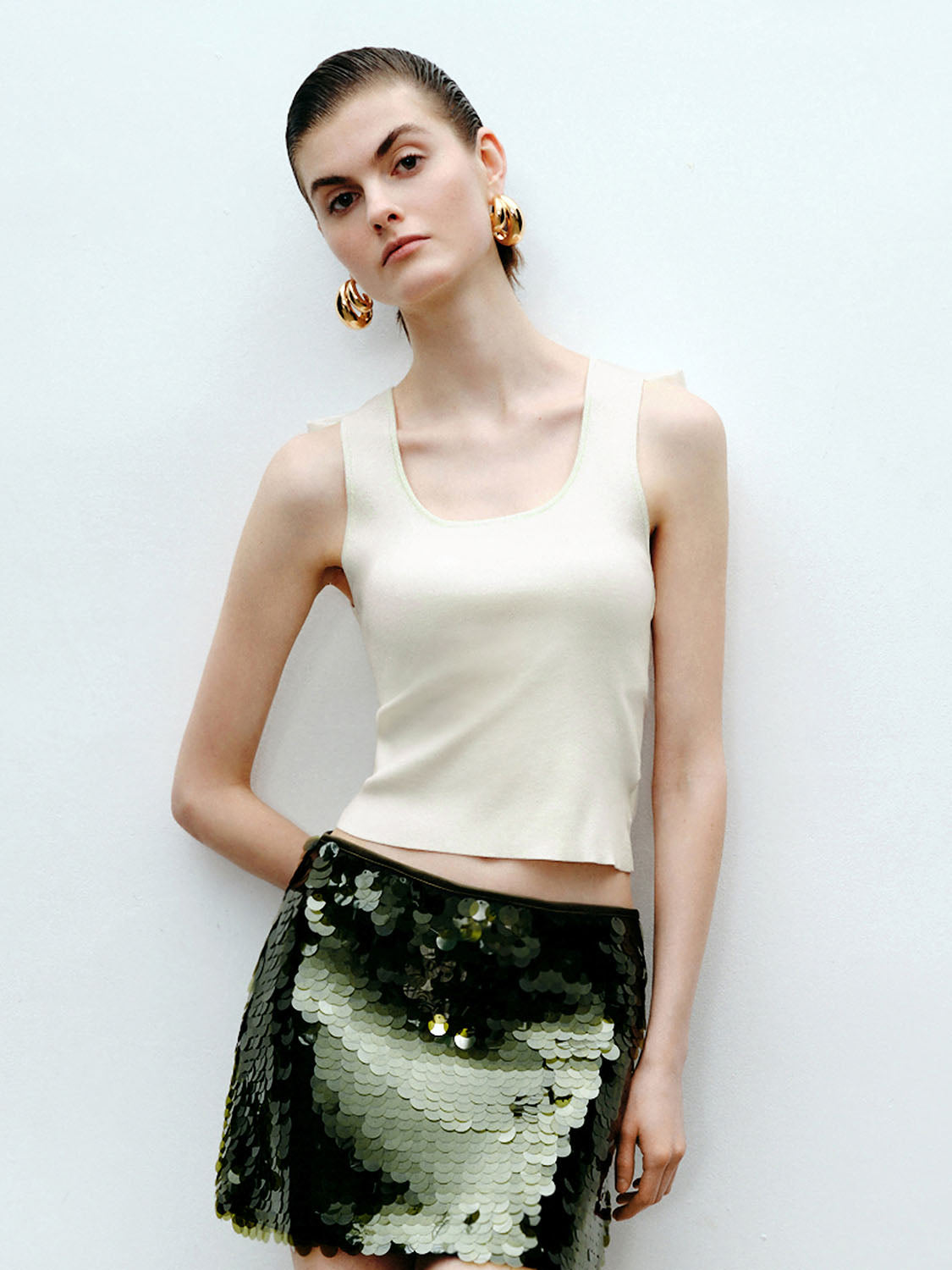 Knitted Square Collar Tops