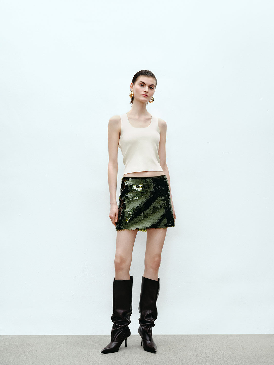 Knitted Square Collar Tops