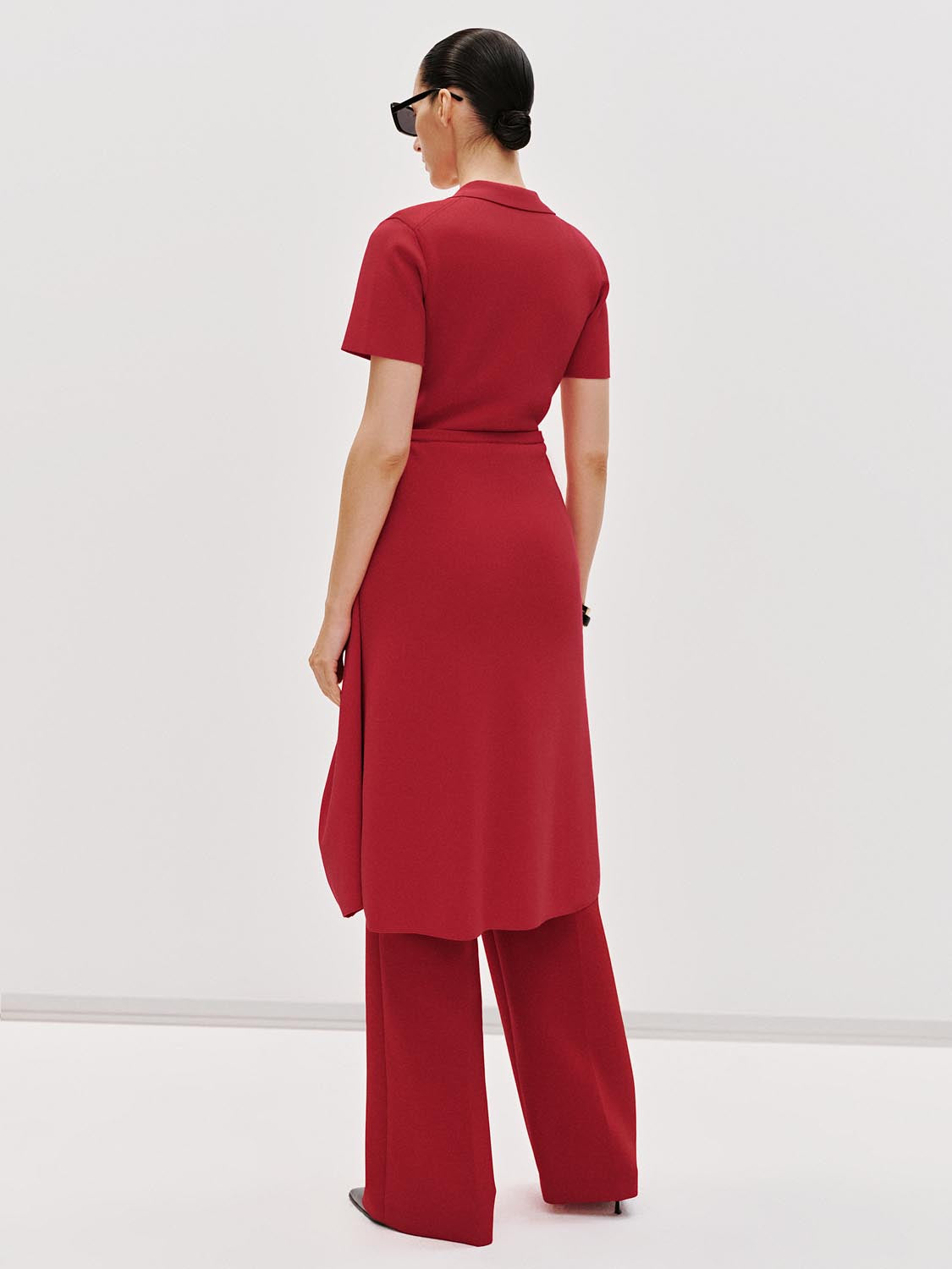 Knot-Front Knitted Polo Midi Dresses