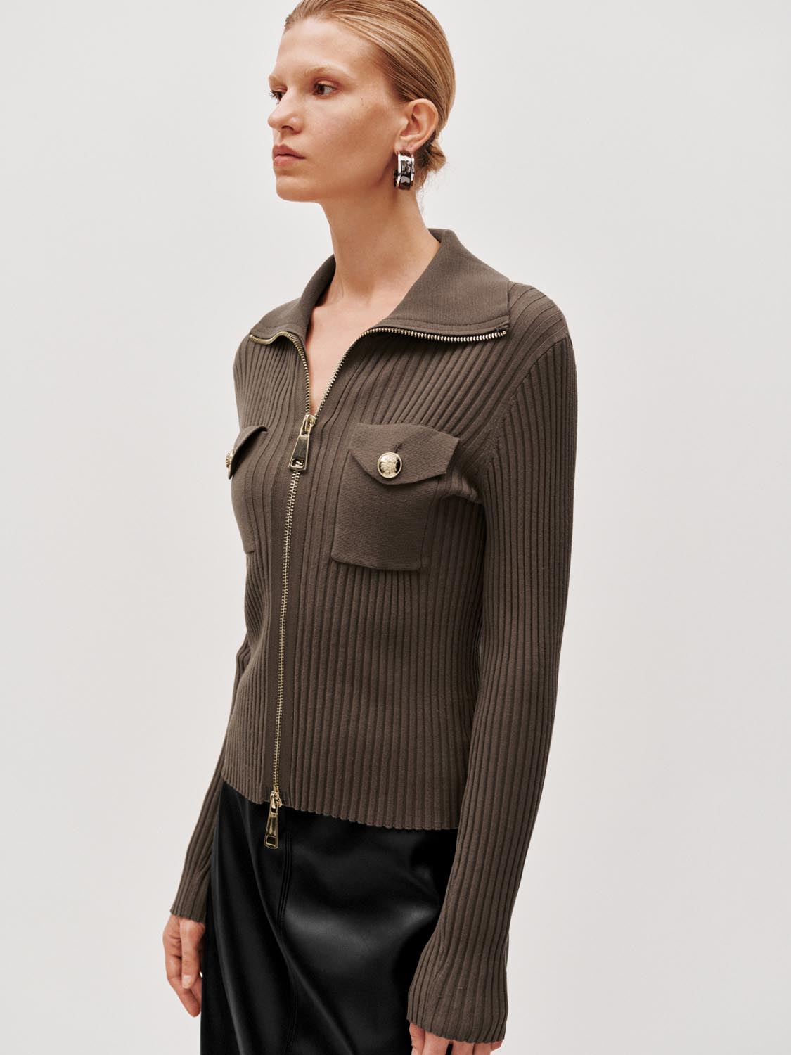 High Collar Knitted Cardigans