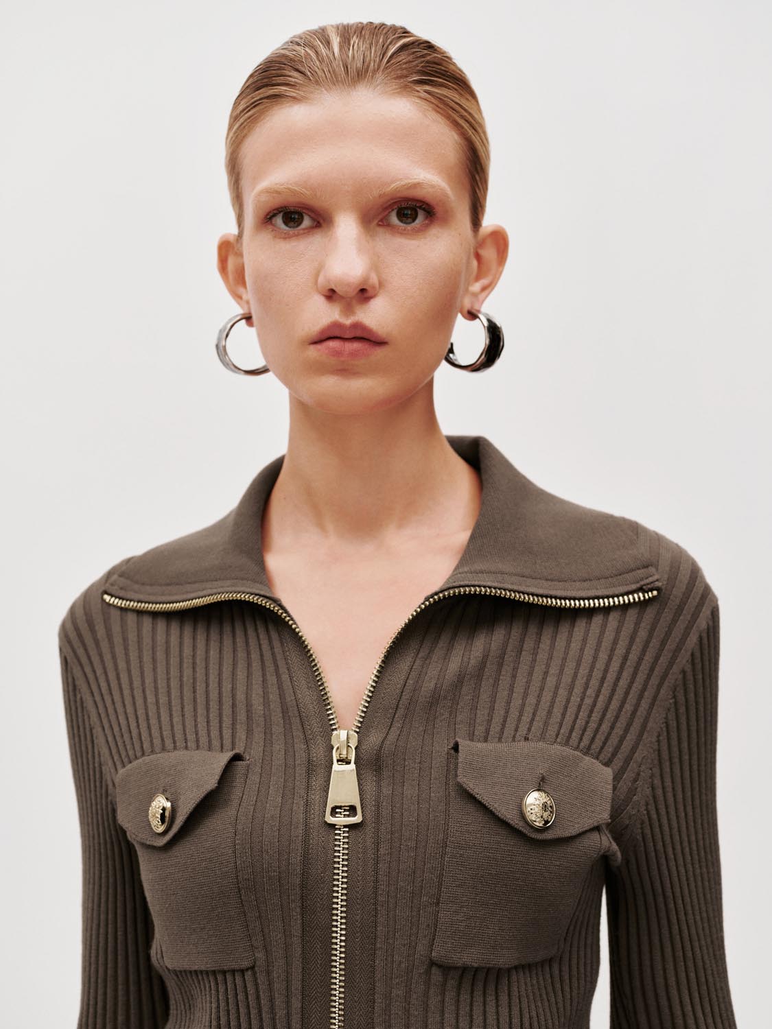 High Collar Knitted Cardigans