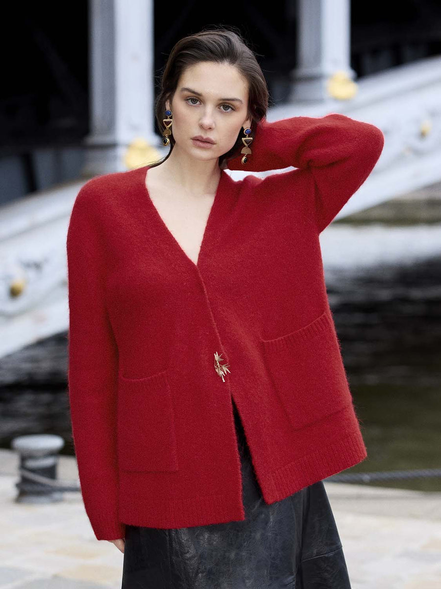 V-Neck Bamboo Detail Knitted Cardigans – URBAN REVIVO Thailand