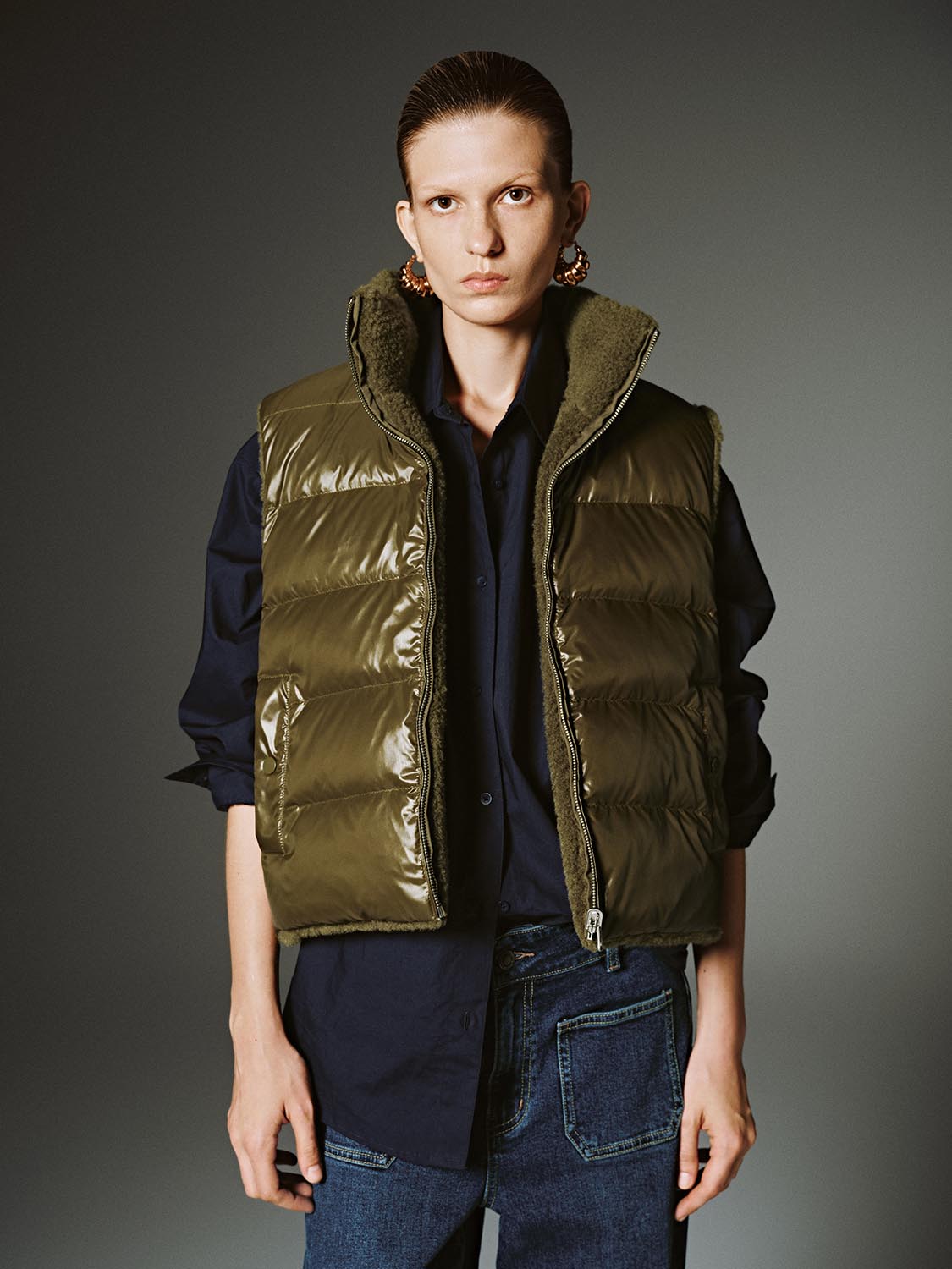 Stand Collar Sherpa Fleece Vest