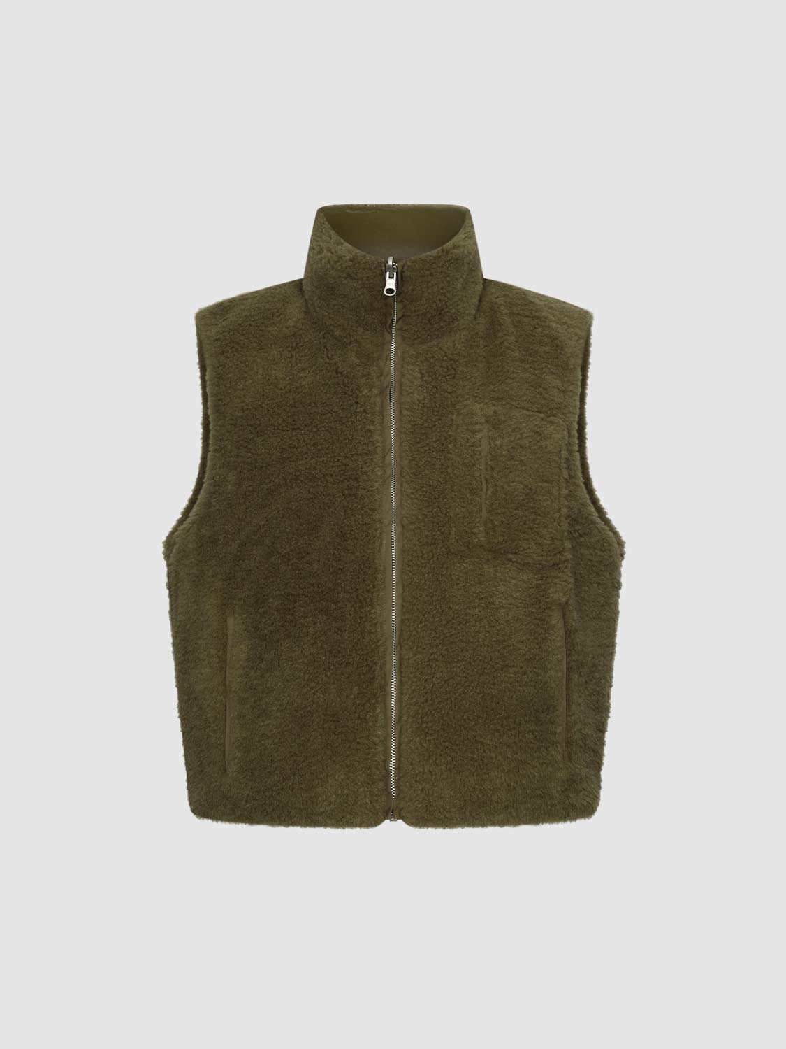 Stand Collar Sherpa Fleece Vest