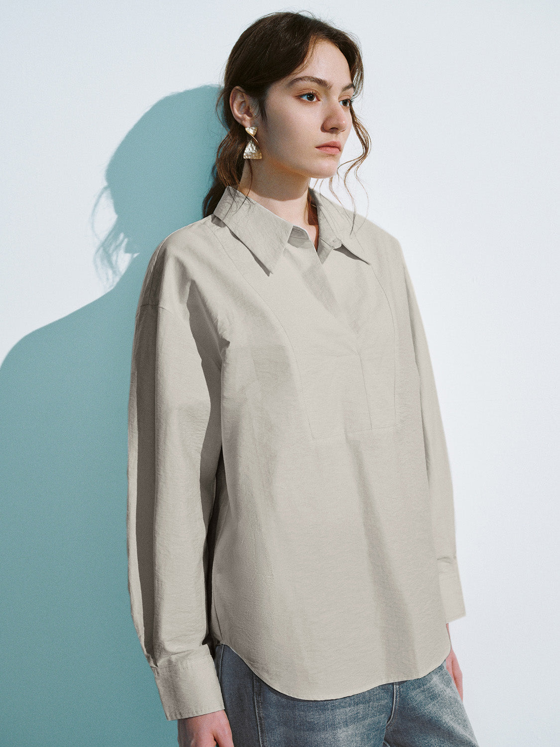 Loose Lapel Overhead Shirt