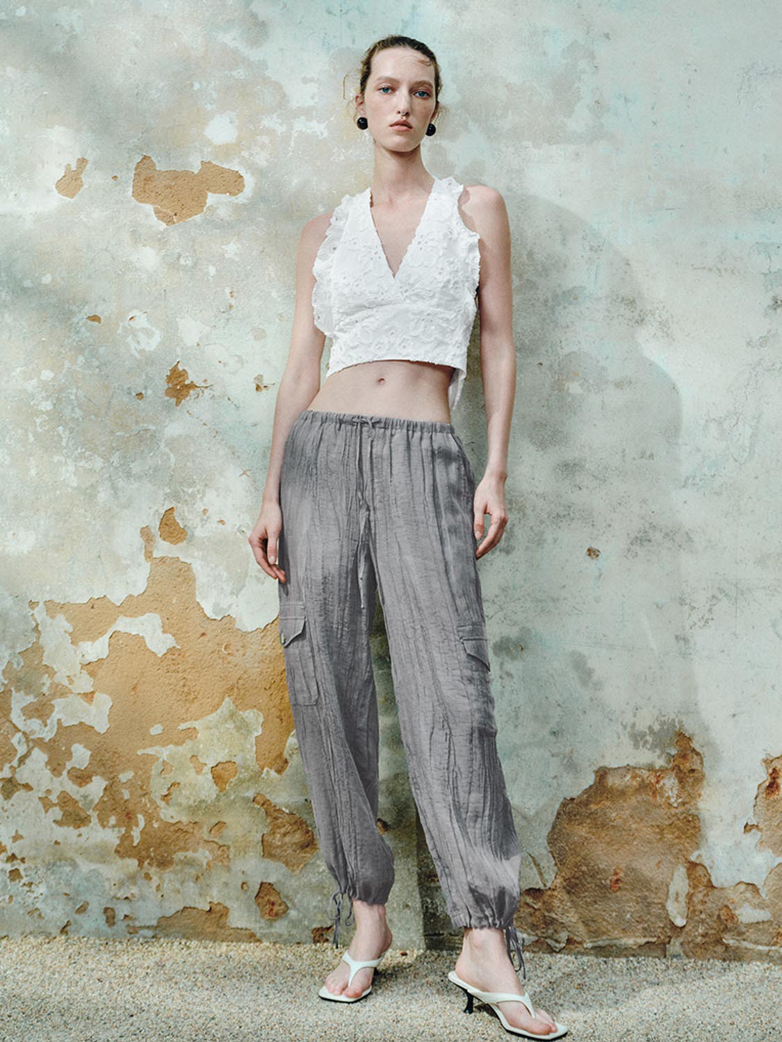Lace Cropped Cami Tops
