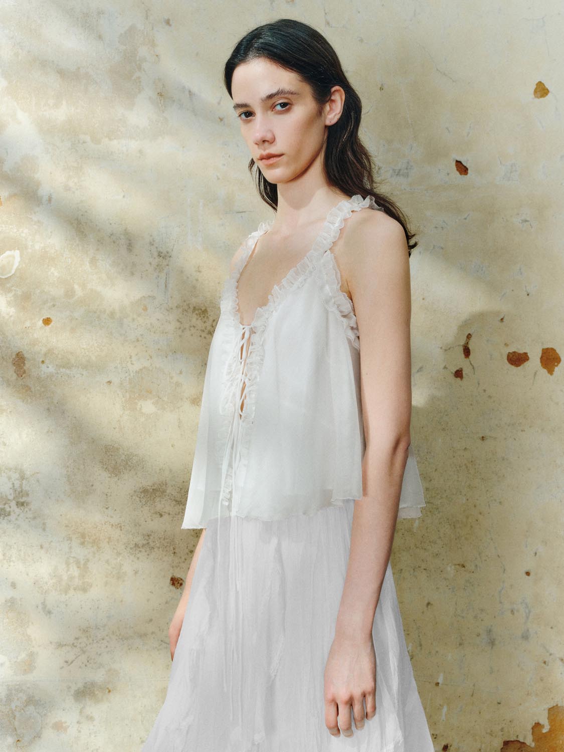 Ruffle Strap Cami Tops