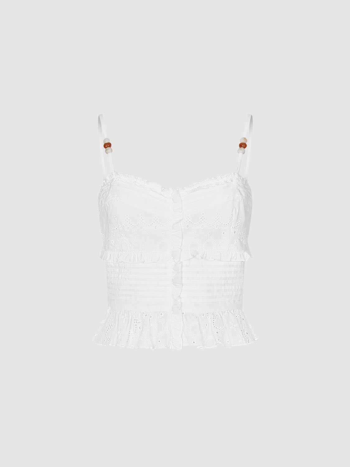 Ruffle Trim Guipure Lace Cami Tops