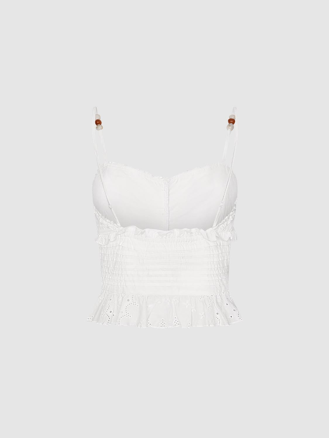 Ruffle Trim Guipure Lace Cami Tops