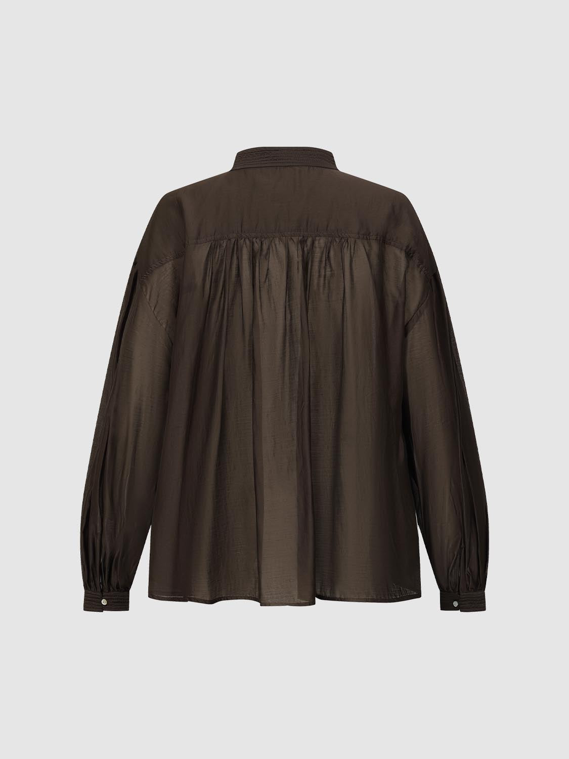Tie Front Sheer Loose Shirt