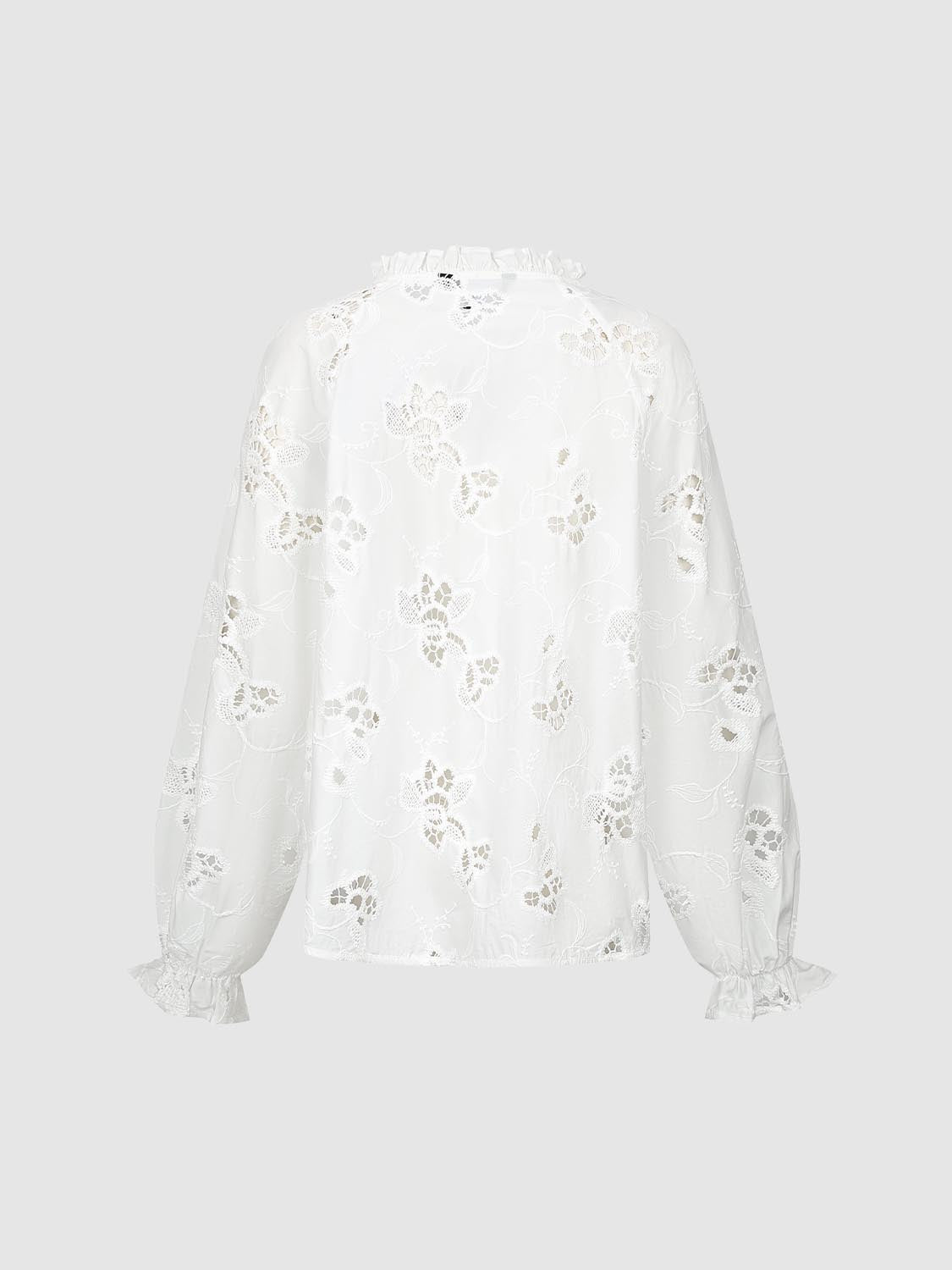 Ruffle Hem Broderie Overhead Shirt