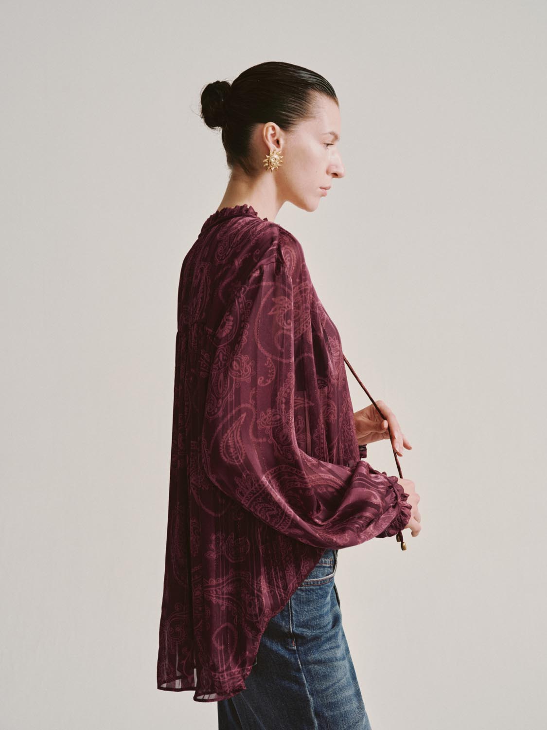 Printed Button Front Blouse Shirts