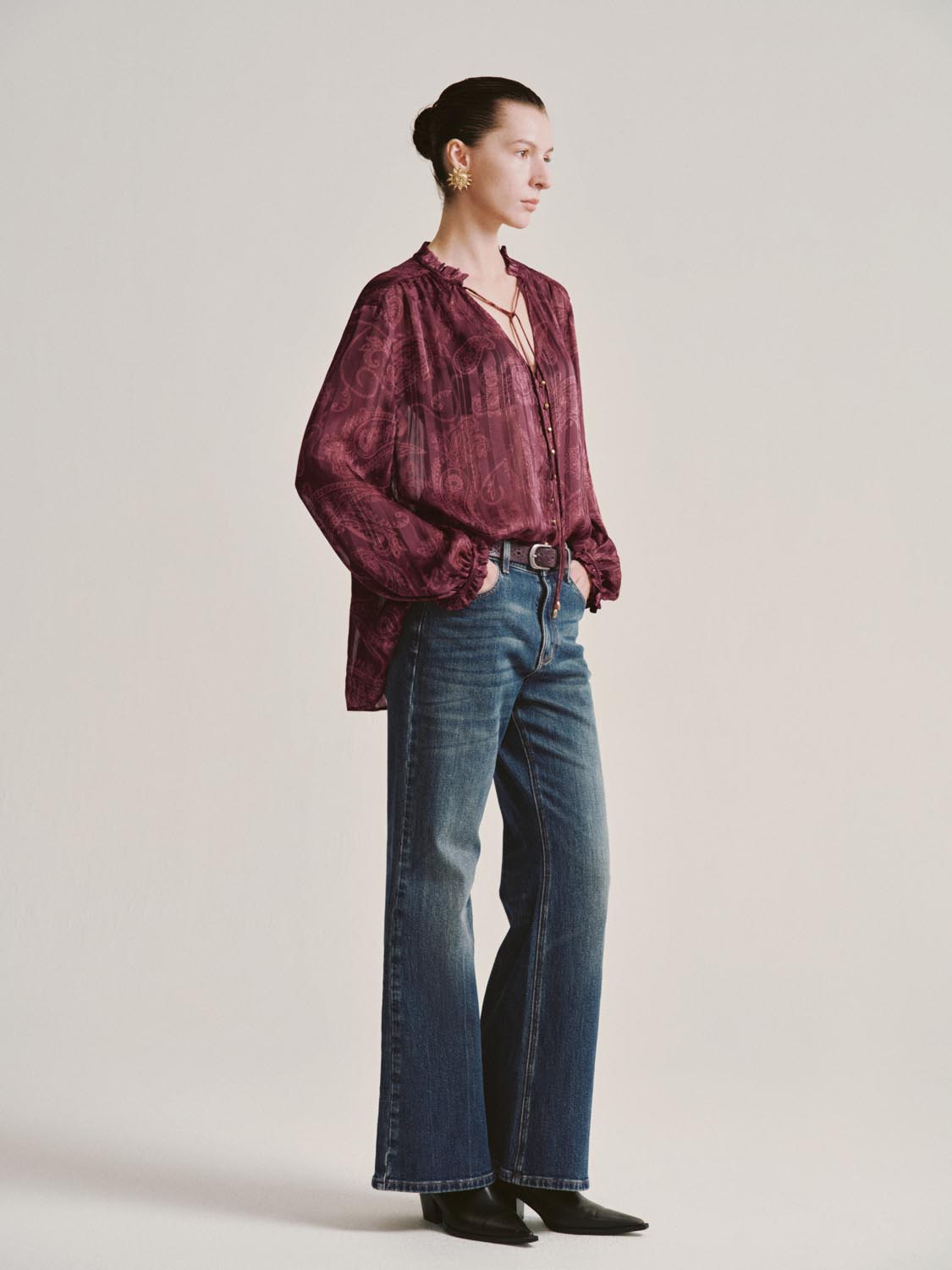 Printed Button Front Blouse Shirts