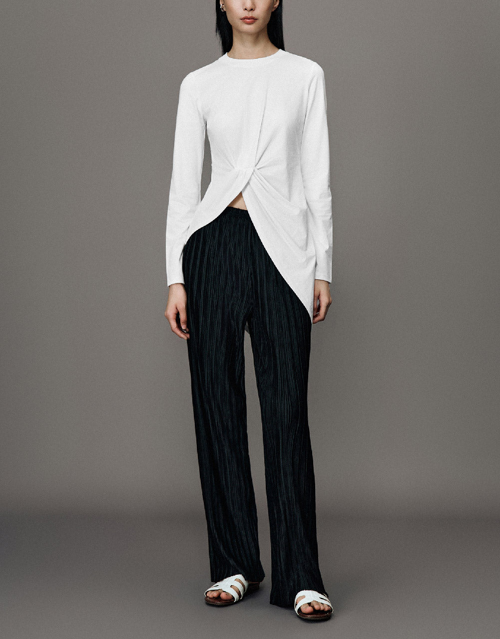 Asymmetric Crew Neck Skinny T-Shirt