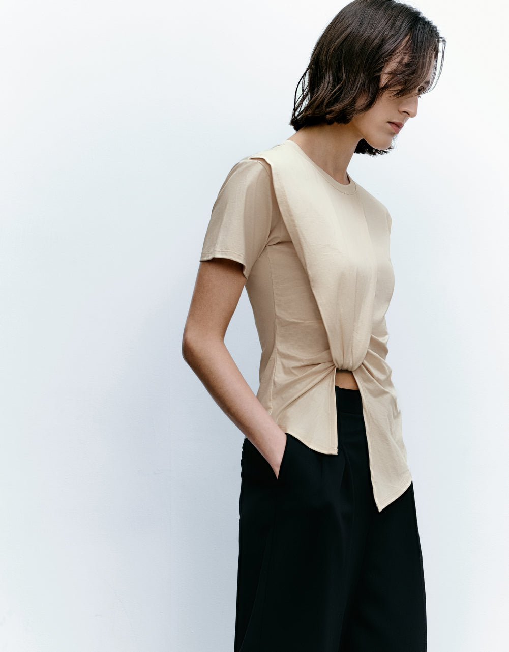 Asymmetric Crew Neck T-Shirt