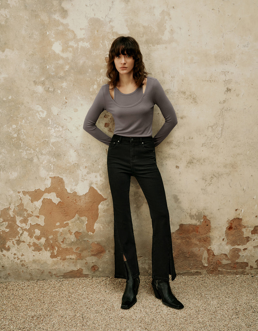 2 In 1 Knitted Skinny T-Shirt