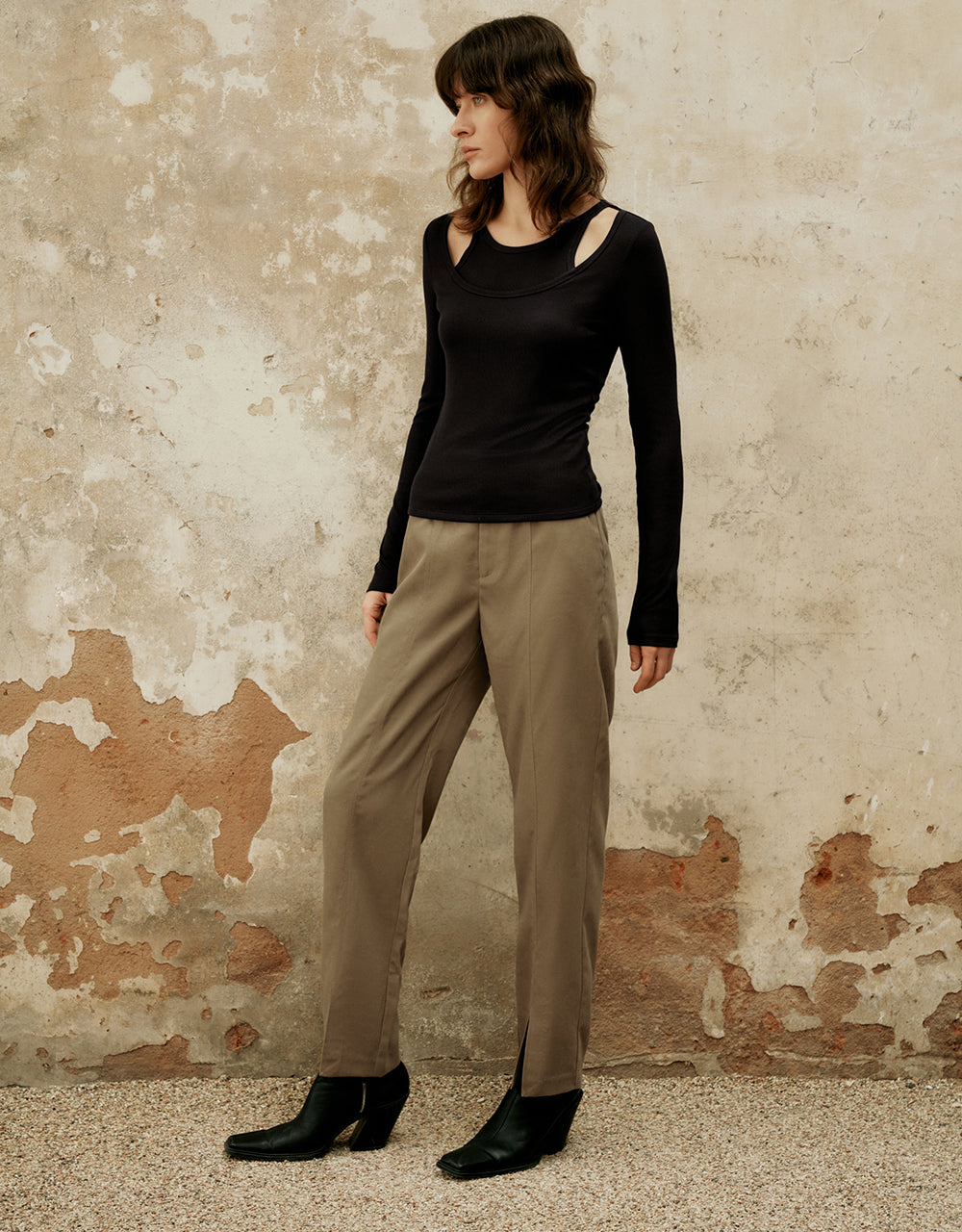 2 In 1 Knitted Skinny T-Shirt