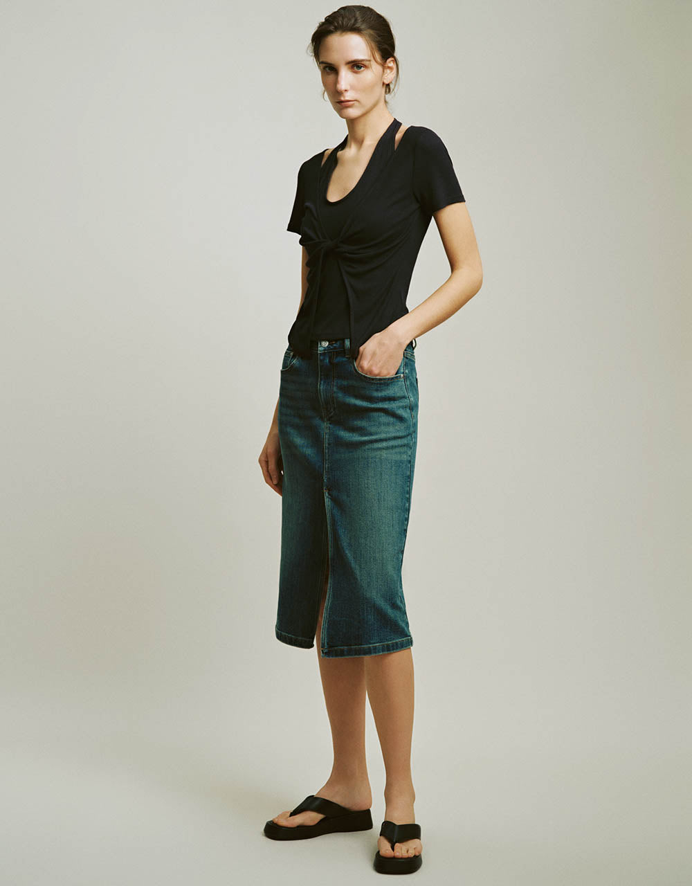 2 In 1 Crew Neck Skinny T-Shirt