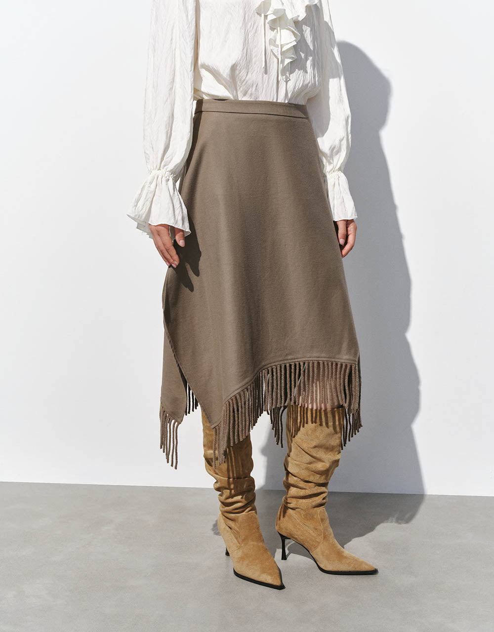 Midi A-Line Skirt With Tassel