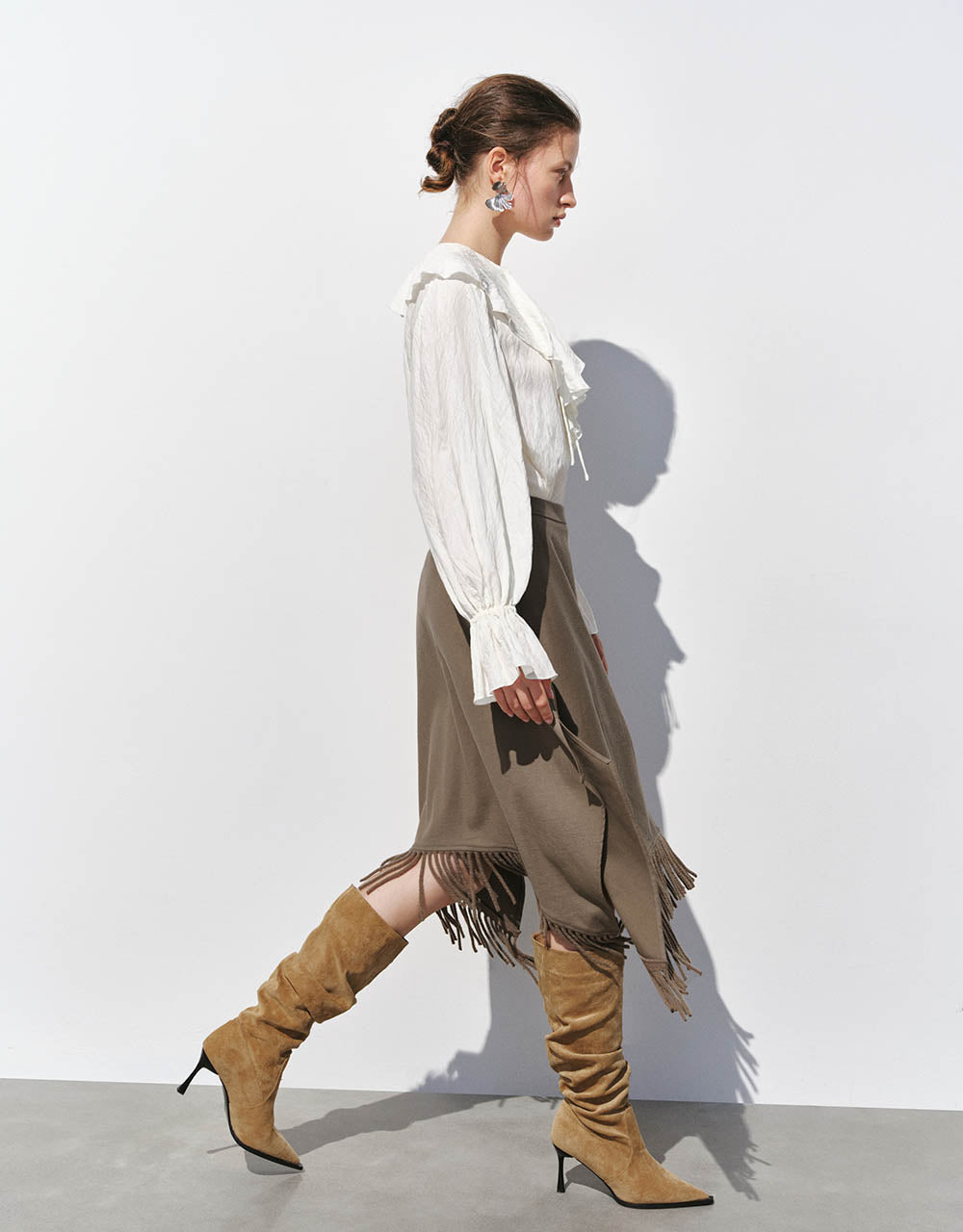 Midi A-Line Skirt With Tassel