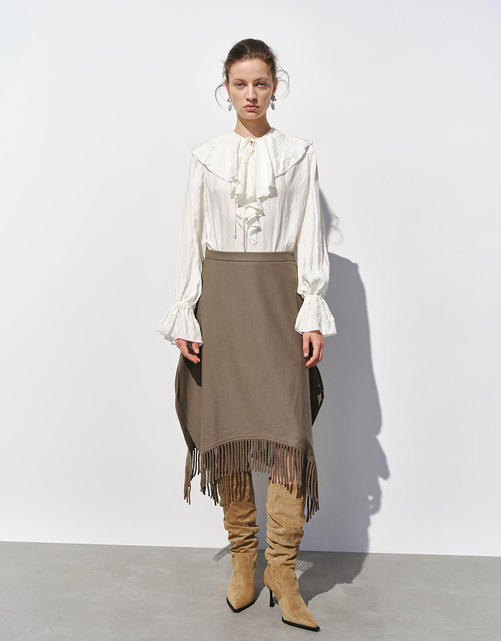 Midi A-Line Skirt With Tassel
