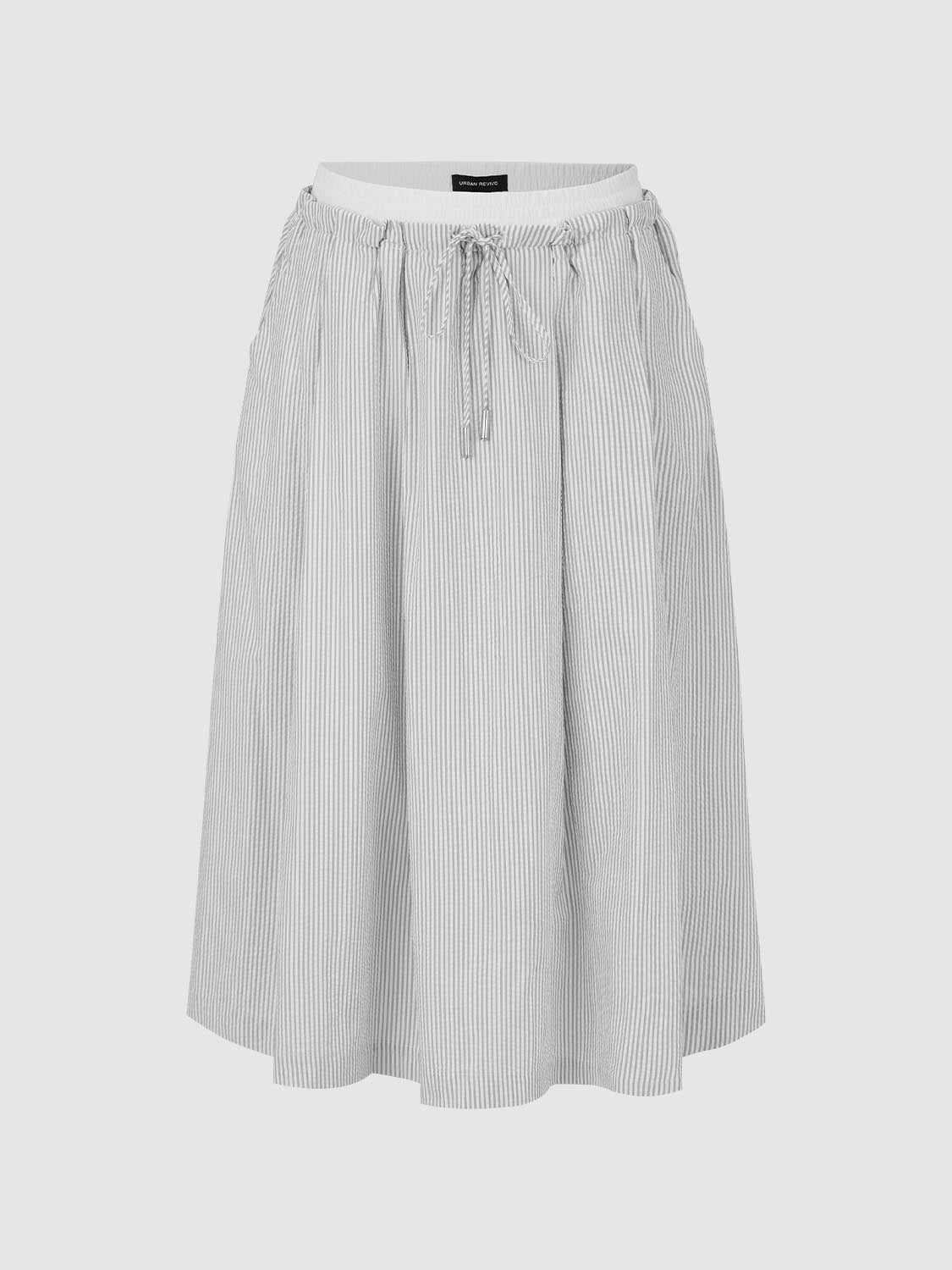 Striped A-Line Midi Skirts
