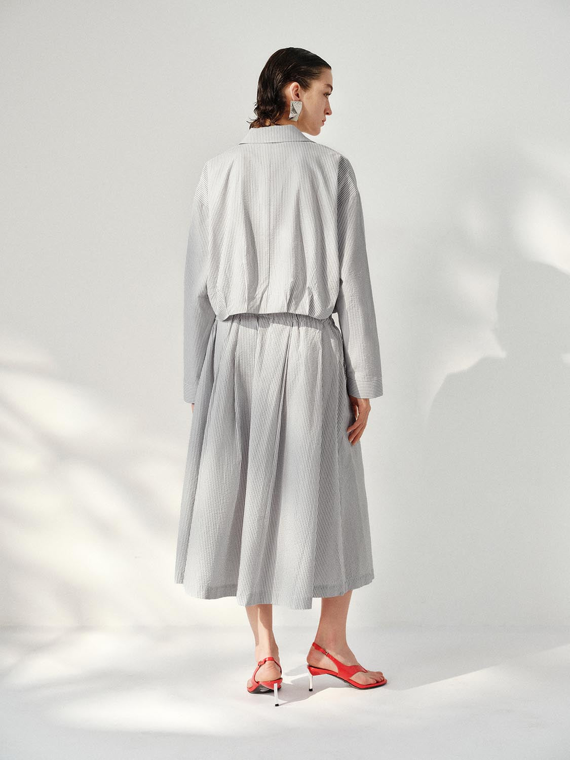 Striped A-Line Midi Skirts