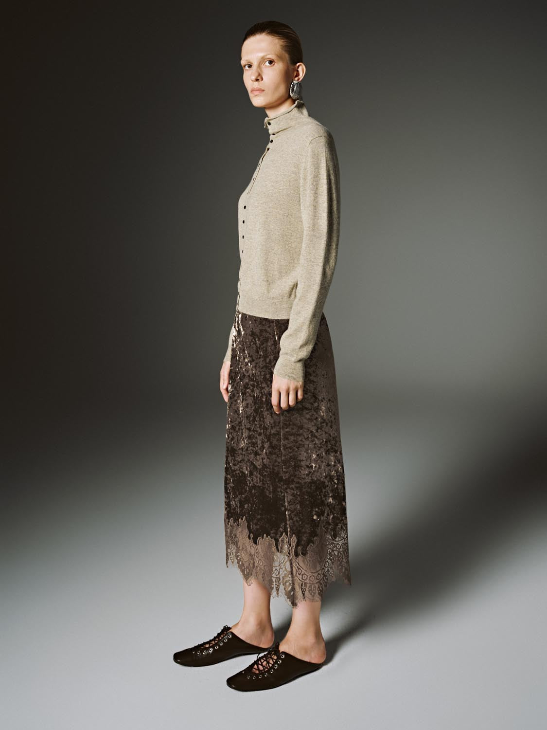 Lace Hem Straight Midi Skirts