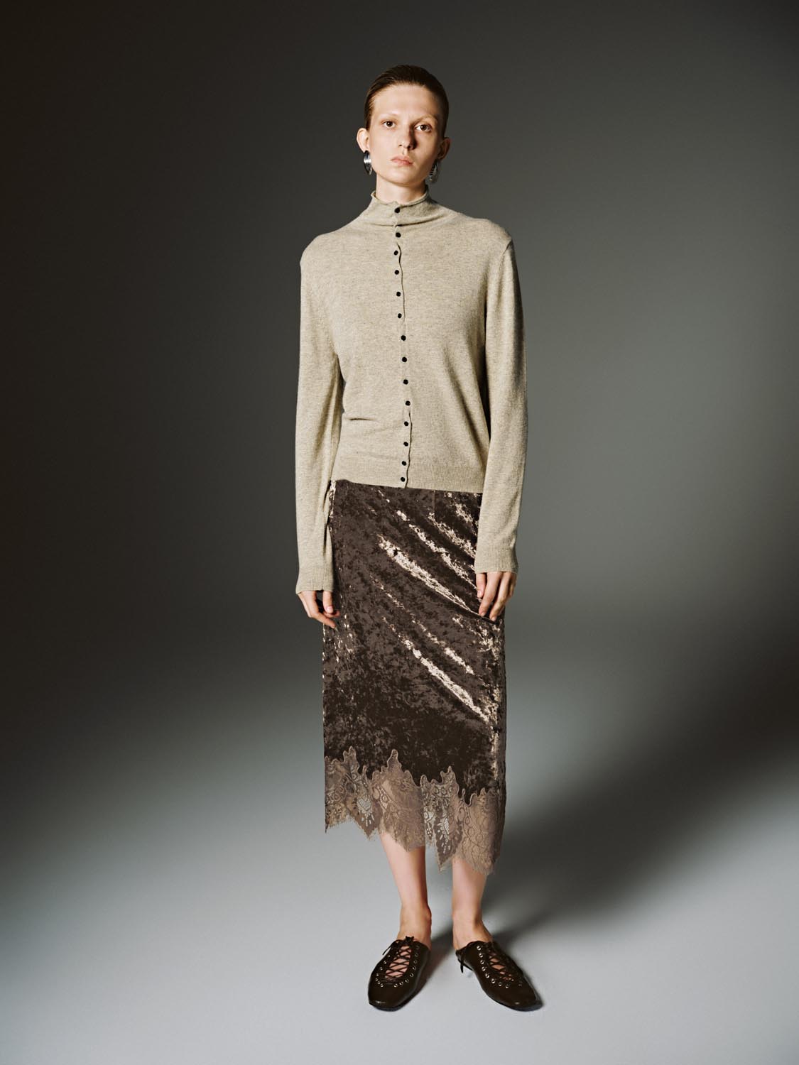 Lace Hem Straight Midi Skirts