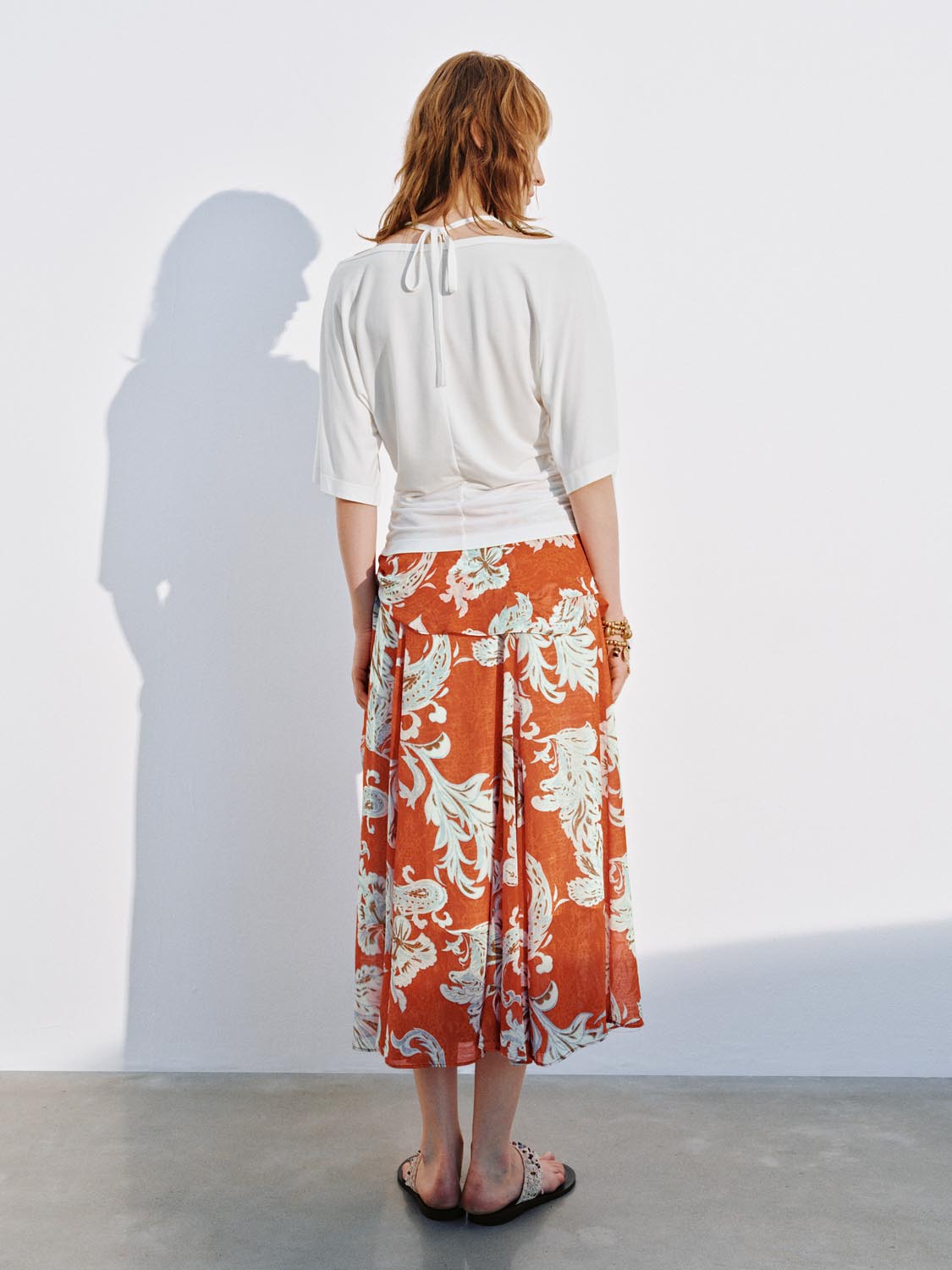 Floral Printed Asymmetric A-Line Midi Skirts