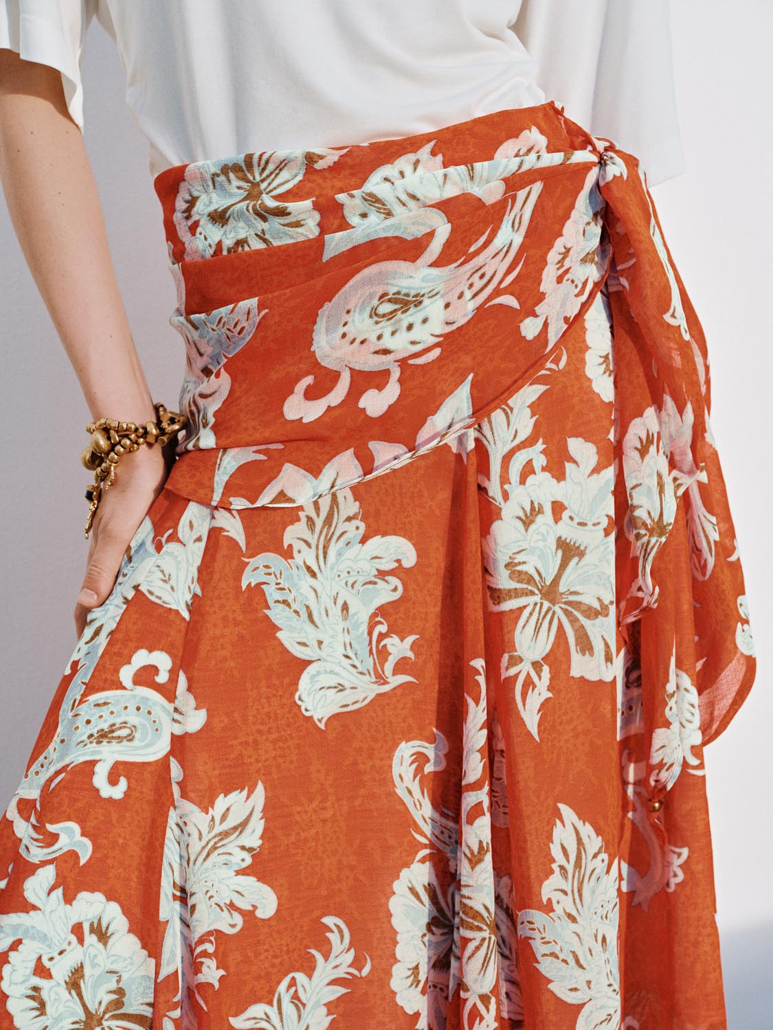 Floral Printed Asymmetric A-Line Midi Skirts