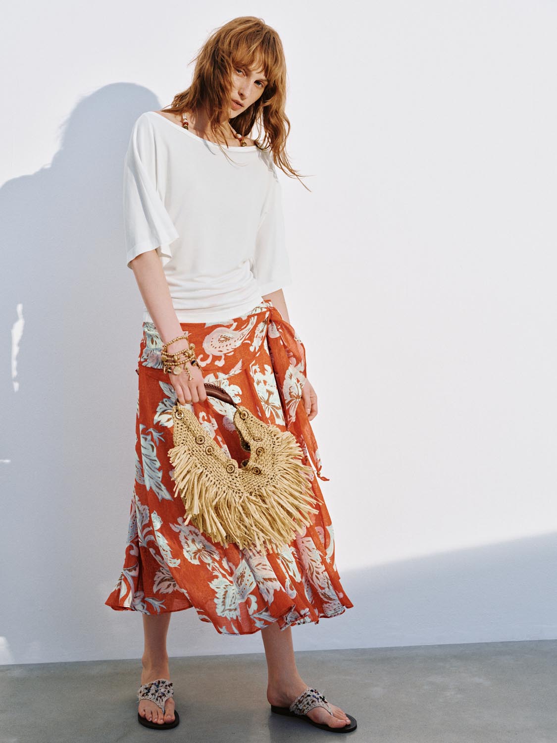 Floral Printed Asymmetric A-Line Midi Skirts