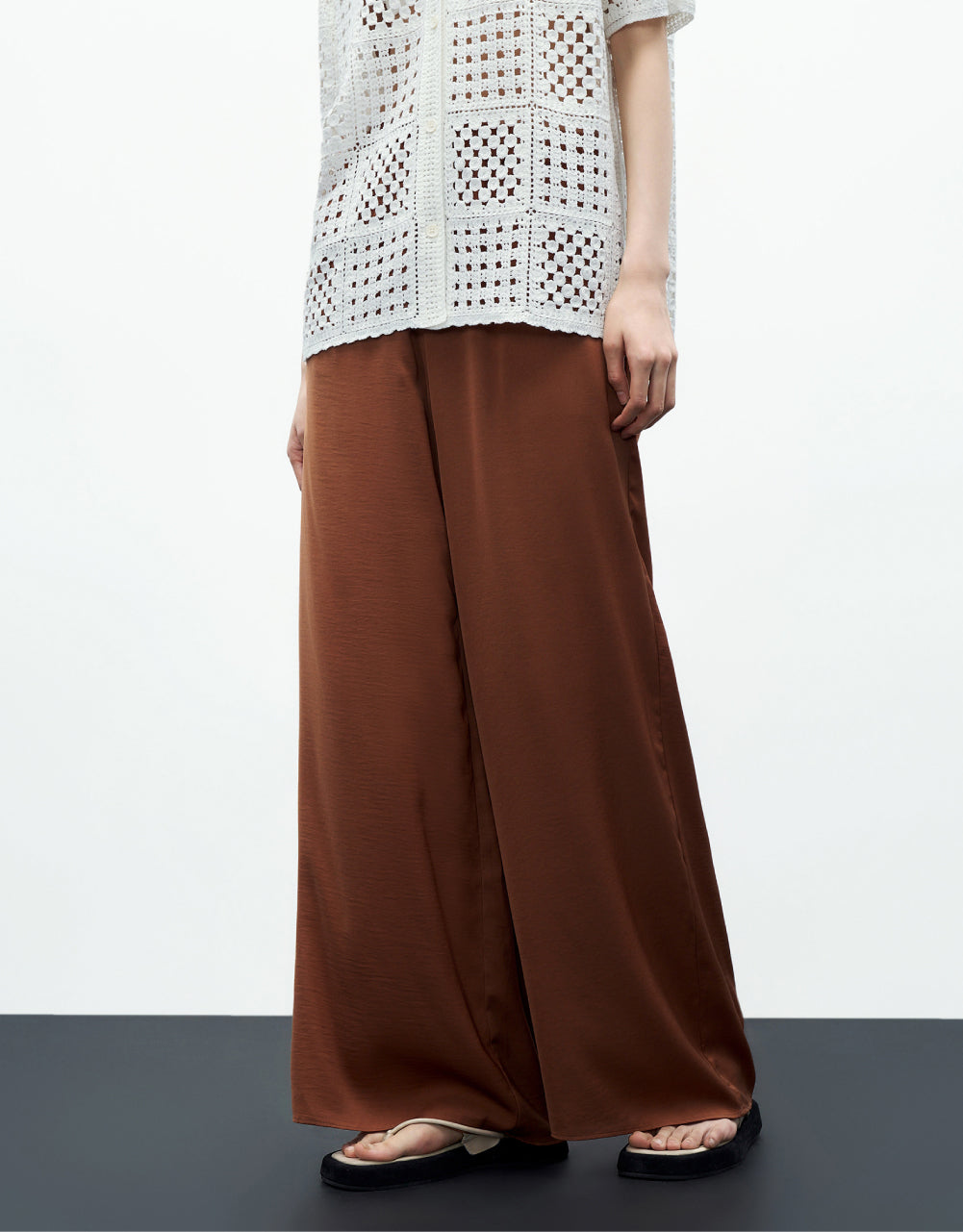 Woven Long Wide-Leg Pants