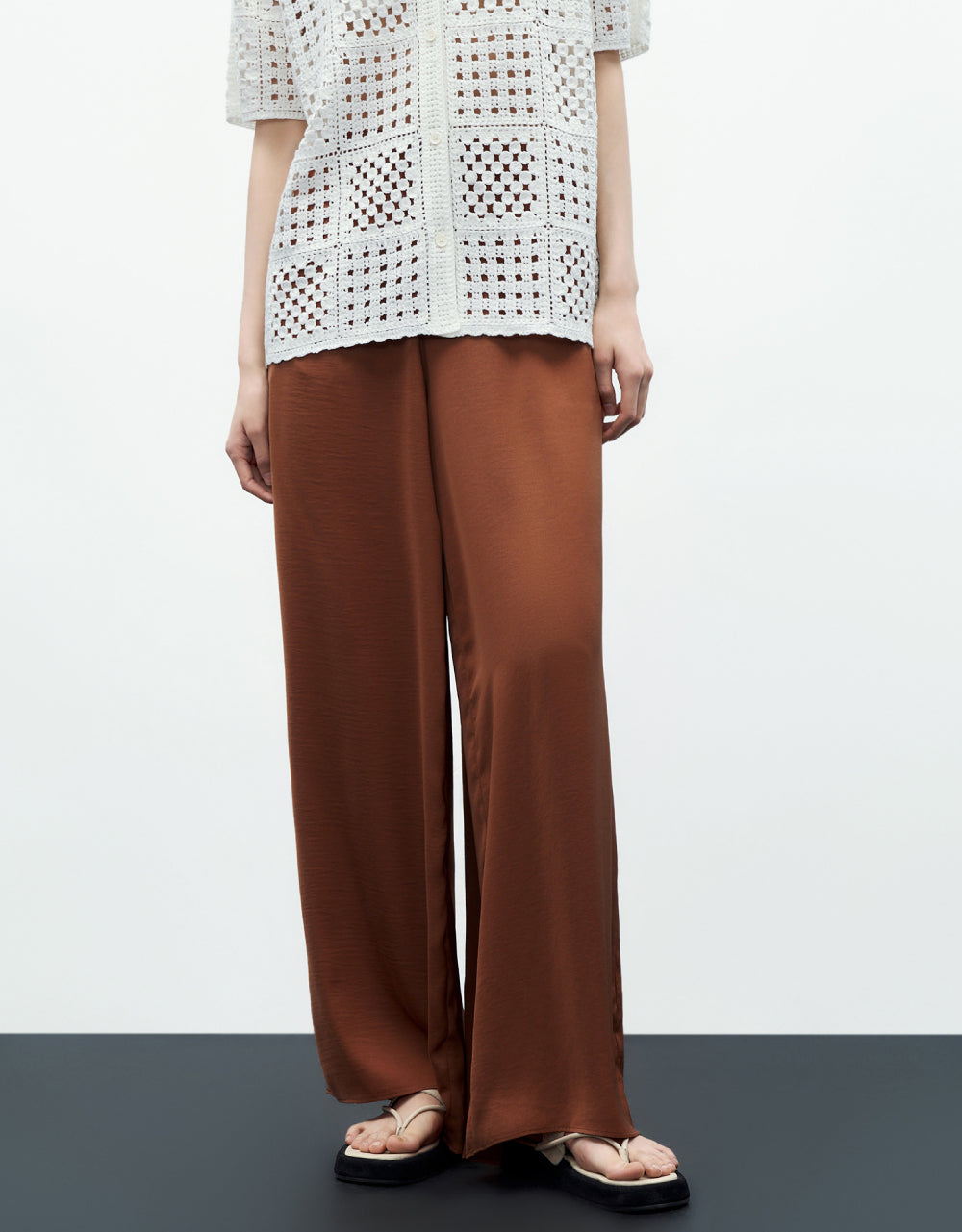Woven Long Wide-Leg Pants