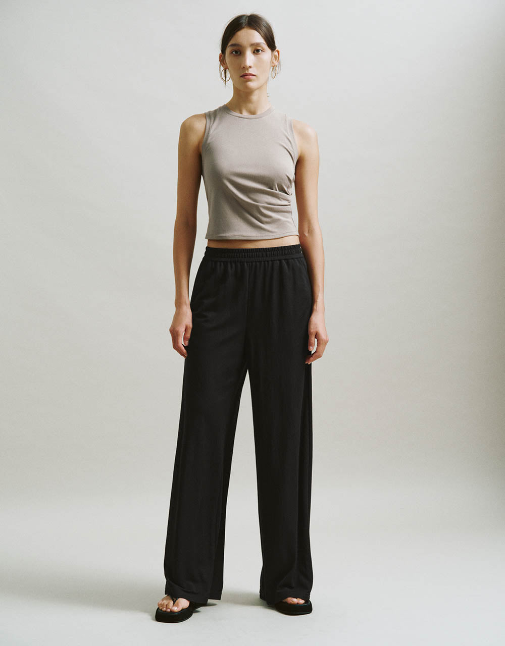 Elastic Waist Straight Pants