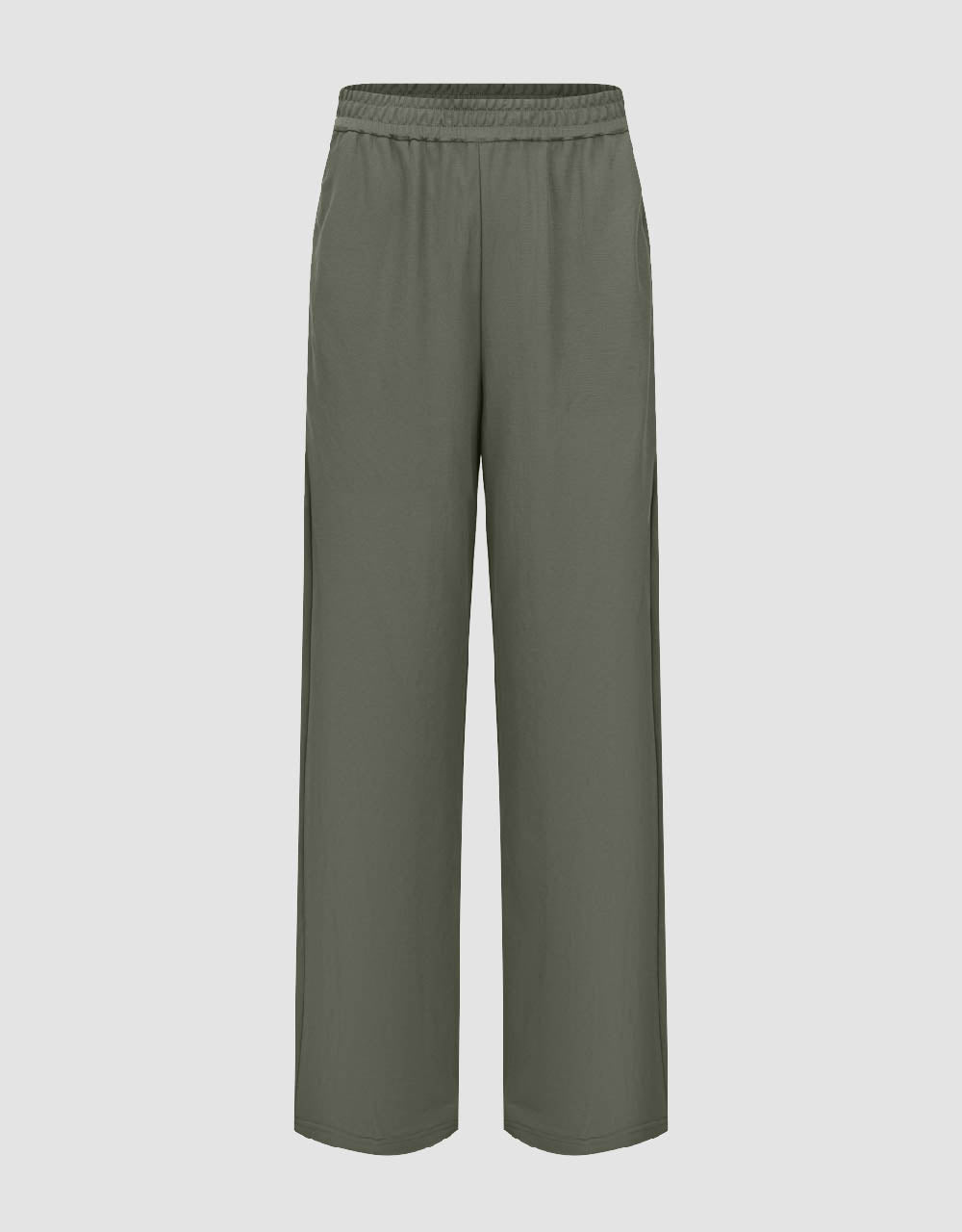 Elastic Waist Straight Pants